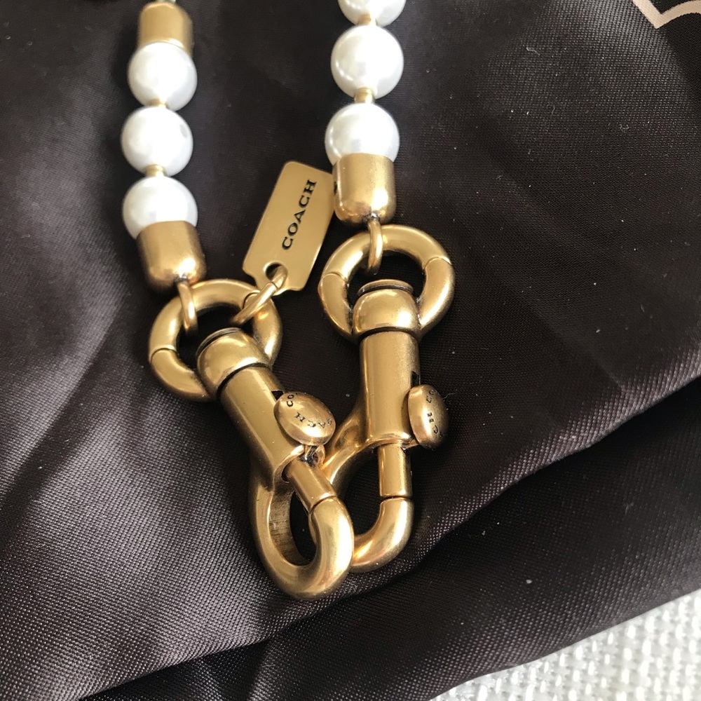 Coach Short Pearl Strap Bag Charm, Pearl / Brass - Picture 11 of 15